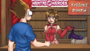 Fille cheveux courts tenue asiatique rouge+ logo hentai heroes