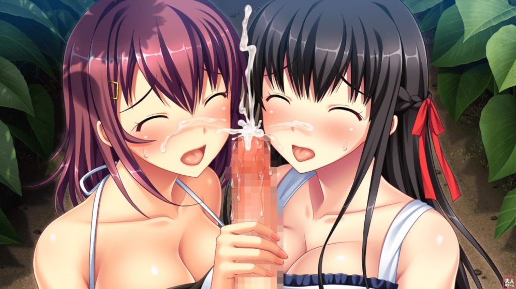 Mari et Asami sucent shinichi, visual novel hentai français